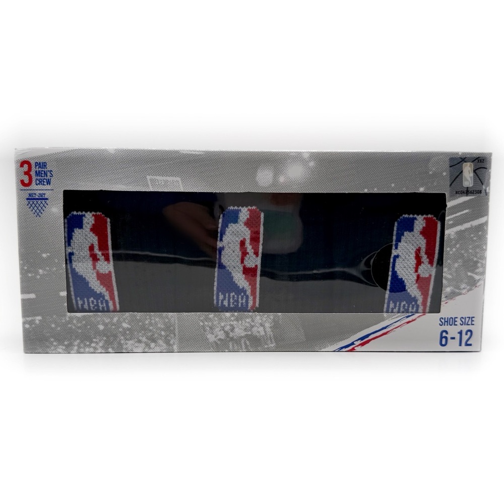 NBA Basketball Crew Socks Mens Womens Black Gray 3 Pairs Sporty Athletic Gift